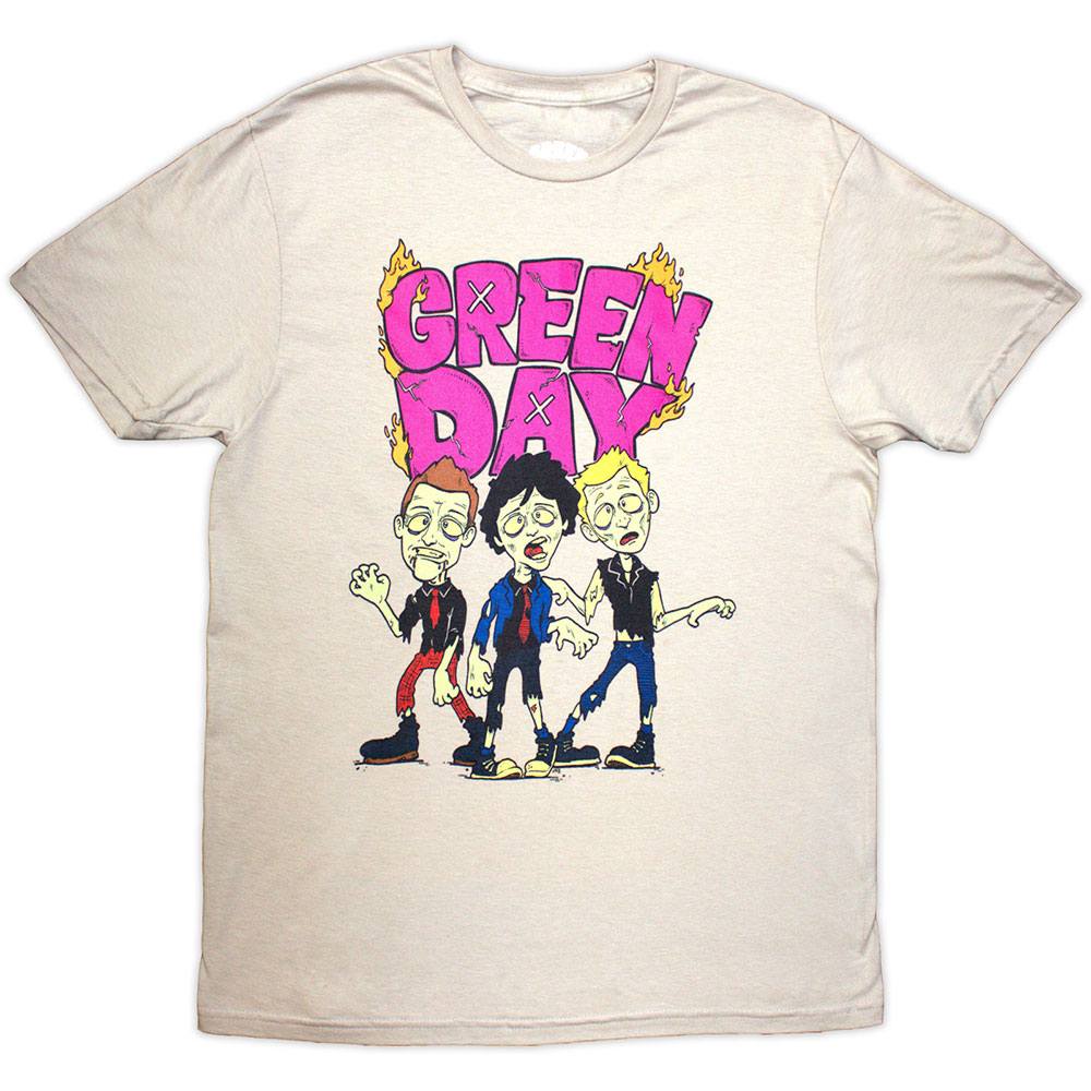 Green Day - Walking Zombies Heren T-shirt - Creme